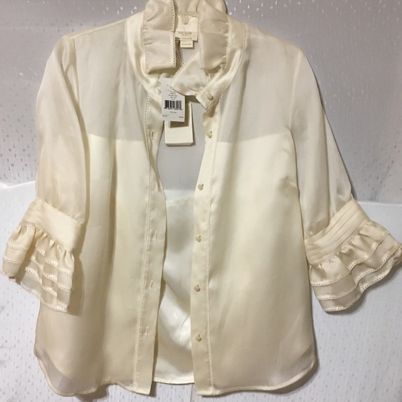 Kate Spade New Blouse Silk Organza Cream Size 10 - Picture 7 of 7